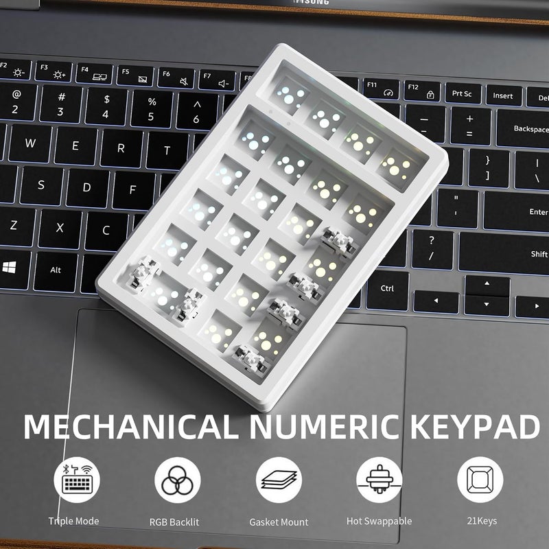 KEYCOOL K21 Mechanical Number Keypad Wireless Numeric Keyboard, Hot-swappable Bluetooth Numpad 5.0/2.4GHz, RGB Numerical Programmable Keyboard for Laptop Mac Win iOS Android - Image 5